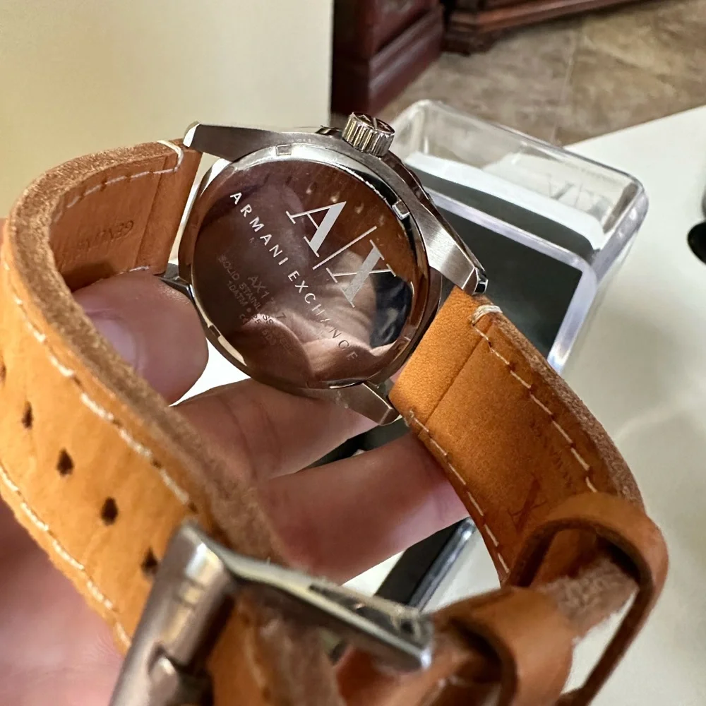 Armani Exchange‎ AX1707 Black Dial Tan Leather Strap Men's Watch